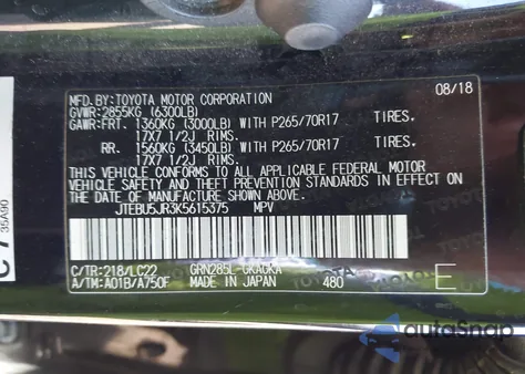 2019 Toyota 4Runner Trd Off Road Premium z USA, uszkodzony, nr VIN JTEBU5JR3K5615375